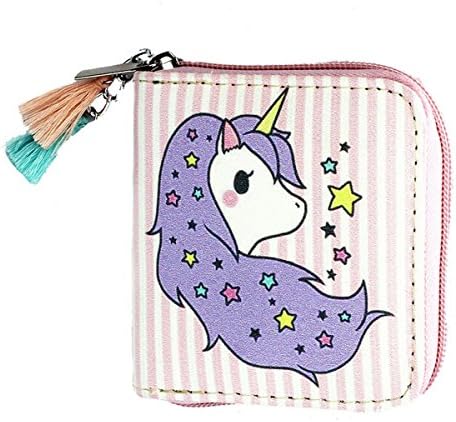 Cute Fashion Cartoon Rainbow Unicorn Design Short Clutch Purse Wallets Unicorn Wallets For Girls Christmas Gift(Pink)