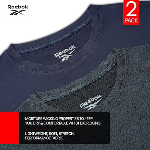 Reebok Clancy Performance - Camisetas para Hombre, Paquete de 2 Unidades, Ajustables, absorben la Humedad y Son Ligeras.