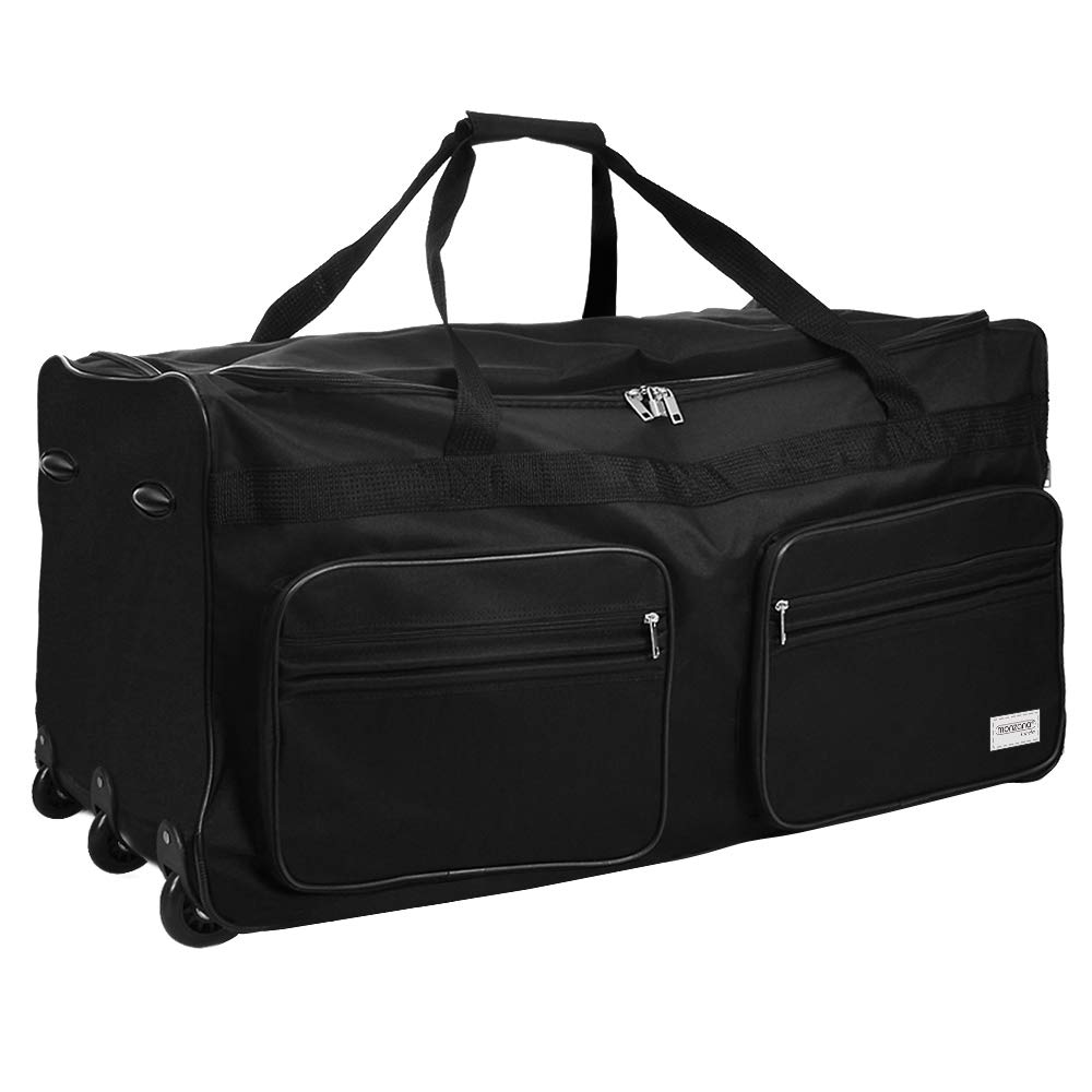 MONZANA® Travel Bag with Trolley Function | Lockable Wheeled Duffel with Ball-Bearing Rollers & Telescopic Handle | 160L Capacity | Black