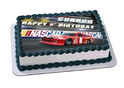 Nascar Racing Cars Edible Cake Topper Personalized Birthday 1/2 Size Sheet Decoration Party Birthday Sugar Frosting Transfer Fondant Image