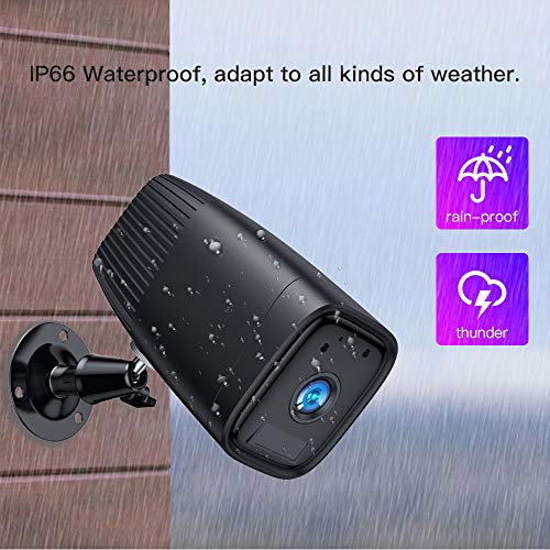 SDETER Wireless Battery Camera, 1080P WiFi IP Home Security CCTV Weatherproof System, Night Vision Motion Detection 12000mAh Rechargeable Battery Built-in for Outdoor Indoor