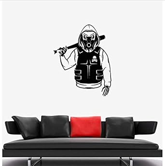 Zykang Brillint Yy Wall Stickers Teens Room Cool Wall Decal Skull Skeleton Rebel Marauder Bandit Camouflage Art Interior Wall Decor 56x69cm Amazon Co Uk Lighting