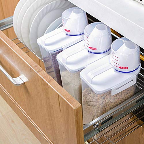 JISETY 2.5L Plastic Dried Food Storage Boxes Kitchen Pasta Cereal Grain Bean Rice Container Sealed Box Dispenser Cases