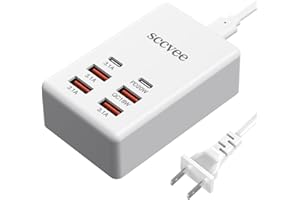 USB C Charging Station, 55W 6 Ports USBC Charger Holder Multi-USB Charging Station Desktop Multi-Port USB Charger 2 USBC 4 US