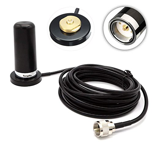 TengKo NMO Dual Band High Gain Antenna For CAR Mobile Radio UHF VHF 400-470 136-174MHZ and Mount Magnetic base for Mobile Radios PL259 Connector for Yaesu Kenwood HYT Vertex Icom Mobile Radiosï¼ˆBlackï¼‰