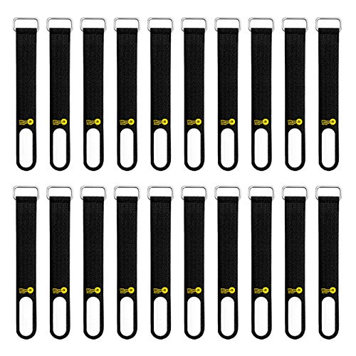 Wrap-It Storage Cinch-Straps, 5-in (20-Pack) Black - Hook and Loop Strap with Write on Label for Easy Cord Identification and Cable Management