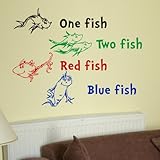 Dr Seuss One Fish Two Fish Red Fish Blue Fish Wall Quote Vinyl Wall Art Decal Sticker