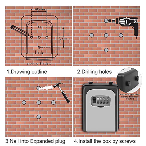 Key Storage Lock Box, Key Lock Box with Code 4 Digit Combination