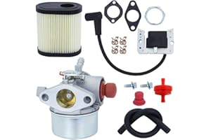 Carburetor Kit for Tecumseh 640350 LEV100 LEV105 LEV120 LV195XA Engines 4.5-6.75HP, Replacement Part with Fuel Hose Primer Bu