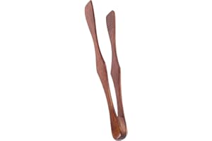 Didiseaon Wooden Tongs for Cooking Comfortable Grip and High Temperature Resistance, Natural Look Small