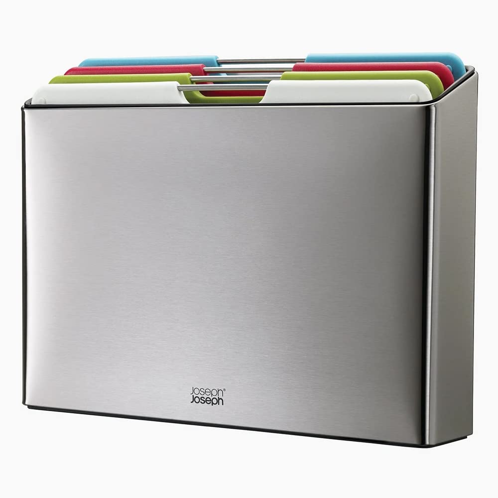 Joseph Joseph Folio Steel Chopping Board, Set of 4, Stainless Steel, Multicolour, Large