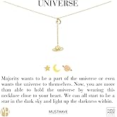 Planet Drop Necklace, MUSTHAVE 18K Gold Plated Y-Shaped Triple Pendant Necklace, Dainty Saturn Pendant with Moon & Star Charm, Celestial Y Necklace, Minimalist Astronomy Jewelry for Women, 16+2" Chain (Yellow Gold)