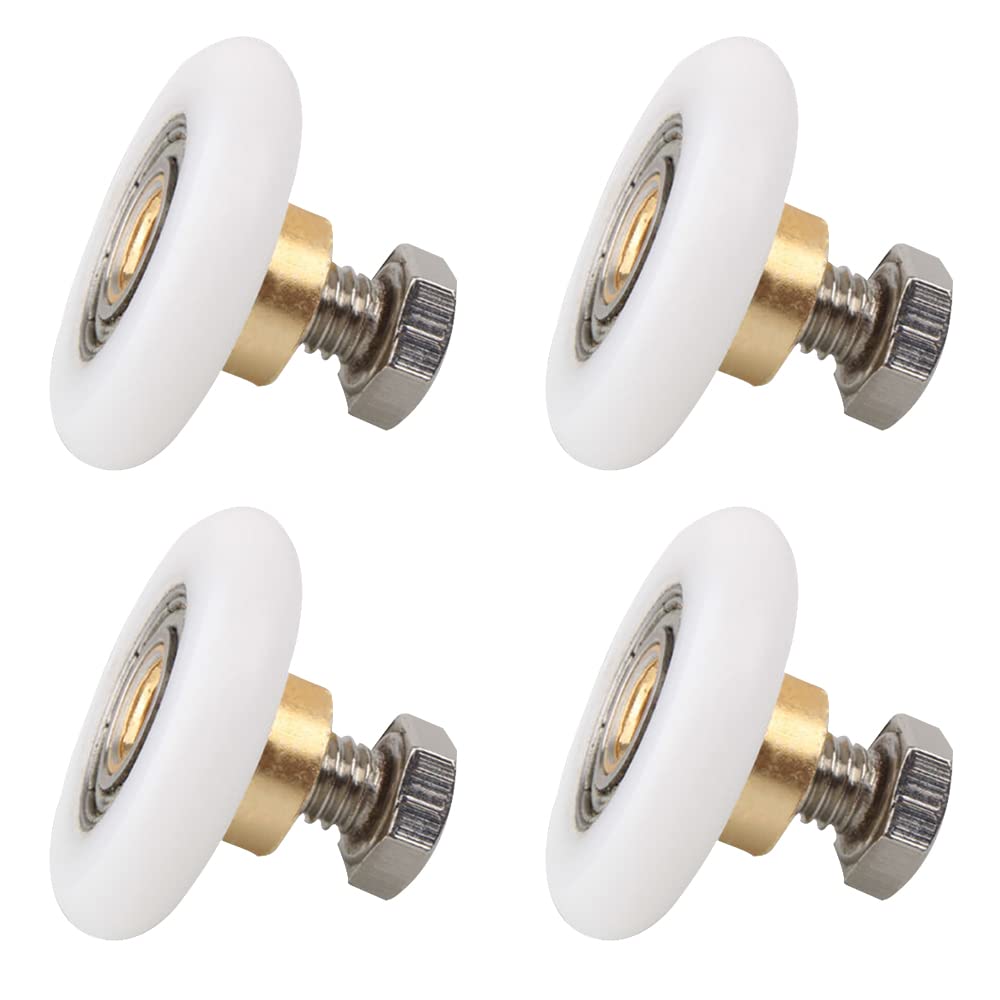 4pcs Shower Door Rollers, 19mm Sliding Shower Doors Wheels Replacement Roller Runner Wheel Home Bathroom DIY Replacement Parts fit Glass Holes
