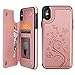 Vaburs for iPhone Xs Max Wallet Case with Card Holder, Embossed Butterfly Premium PU Leather Double Magnetic Buttons Flip Shockproof Protective Case Cover for iPhone Xs Max (6.5