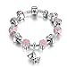 Presentski Lucky Charm Bracelet, Love and Clover Silver Plated Lucky Dog Charm Bracelet For Daughter Gift (7 inch)