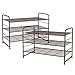 Simple Trending 2 Pack 3 Tier Stackable Shoe Rack, Expandable Adjustable Shoe Shelf Storage Organizer, Wire Grid, Bronze