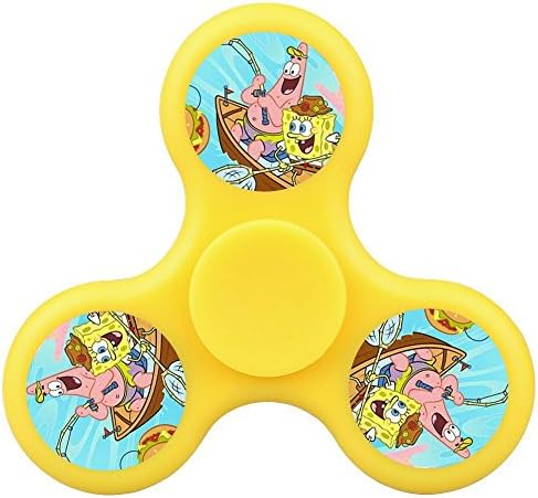 New Style Cheap Cool Tri-Hands Fidget Spinner Toy, Stress Reducer Relieve Anxiety, Controlling Force, Fashion Design and Images(SpongeBob SquarePants - Yellow)