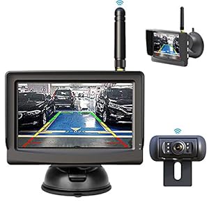 HSRpro Draadloze draadloze achteruitrijcamera & monitor met ingebouwd draadloos signaal. IP68 waterdicht, nachtzicht…