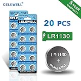 【5-YEAR WARRANTY】CELEWELL LR1130 AG10 Battery 1.5V Alkaline Button Cell for Watch Toy 20 Pack
