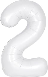 Unique Giant Foil Number 2 Balloon 86 cm Matte White