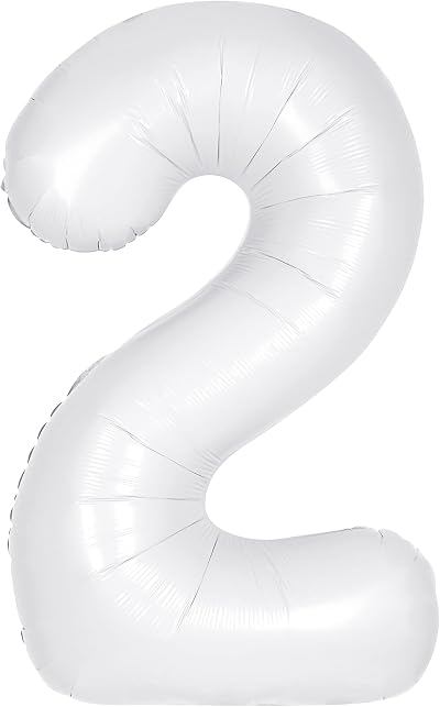 Unique Giant Foil Number 2 Balloon 86 cm Matte White
