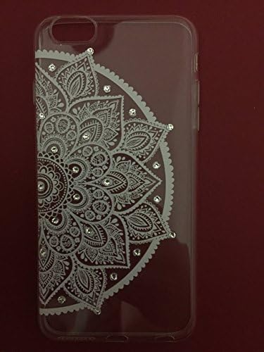 Handmade iPhone 6 Plus Case with Crystals, TPU Transparent Lotus Mandala Half Hindu Ganesh iPhone 6 plus 5.5" Case with Crystals Swarovski