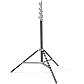 RAUBAY 10ft Heavy Duty Light Stand, Air Cushion, Silver, LT30-RS | Aluminum photography light stand with 1/4" and 3/8" mounts for softboxes, studio lights, video production and photography