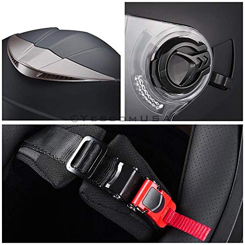 LeeMas Inc DOT Approved Motorcycle Full Face Helmet Double Visors ABS Air Vent Lightweight Motorbike Touring Sports (Size L, Matte Black) - Thumbnail 6