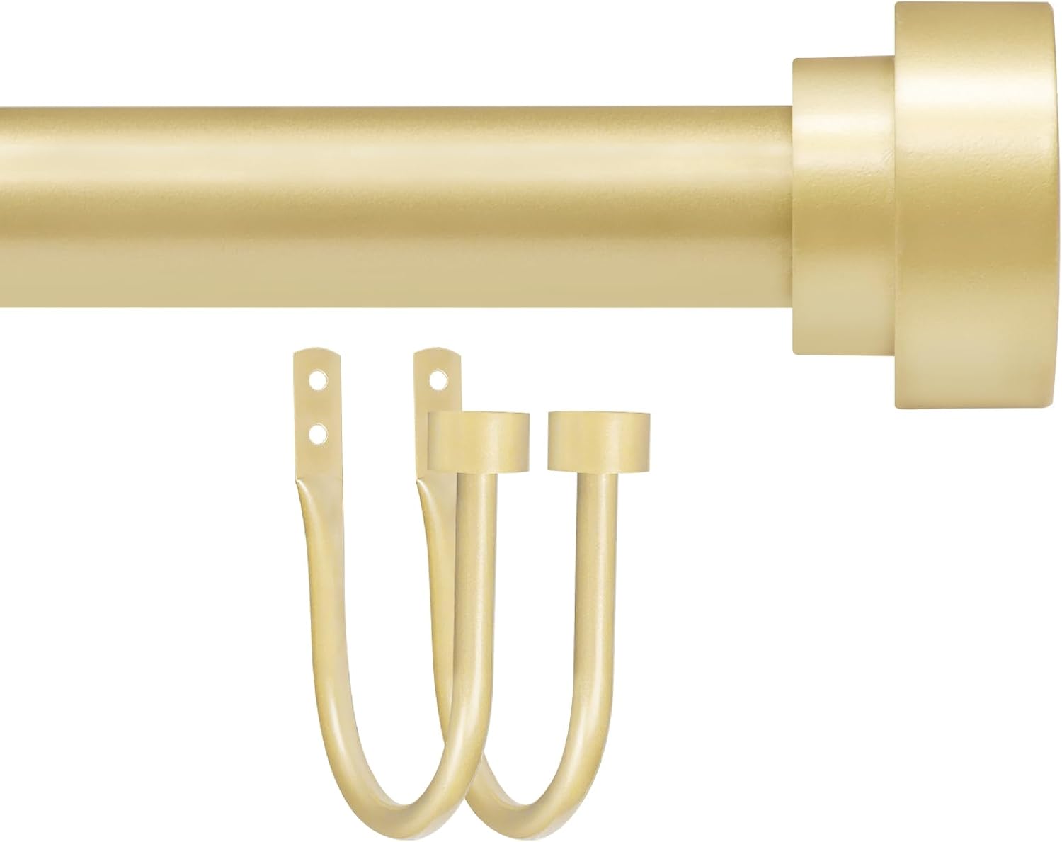 Window Treatment Hardware - Gold Curtain Rod with 2pcs Curtain Holdbacks, HIKAN Gold Curtain Rod for Windows 18 to 45 inch(1.5-3.75ft), 1” Diameter Heavy Duty Drapery Rods, Adjustable Modern Curtain Rod, Gold