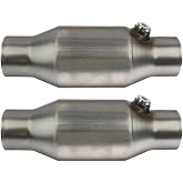 MAYASAF 【2 PACK】 2.5" Inlet/Outlet Universal Catalytic Converter, with O2 Port【EPA Compliant】