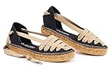VISCATA Candell Linen Sandal, Soft Ankle-Tie, Closed Toe, Espadrilles Flats Made in Spain