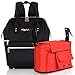 Baby Diaper Bag Backpack Organizer - Multi-Function Designer - Wide Open Tote Bag for Mom Dad Boys & Girls - Waterproof - Bonus Stroller Organizer - Black