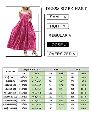 YESNO Summer Dresses for Women Casual Loose Bohemian Floral Dress with Pockets Spaghetti Strap Maxi Dress E75 - Image 6