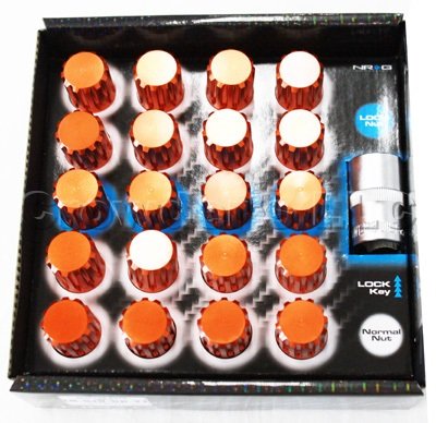 Click Here to See More Images NRG M12 x 1.25mm Lug Nuts (12pt Lock) - 500 Series - 21 Piece Kit (20 Lug Nuts) - Orange - Part # LN-510OR-21