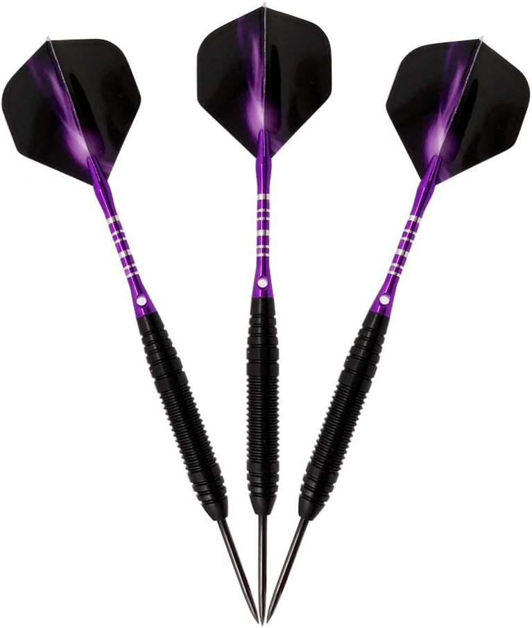 Sino-K 3 Pack Steel Darts Professional Darts Tungsten 22 Grams With Aluminum Shafts, Iron Barrel, Steel Tip And Extra Shafts (Purple) - Image 4