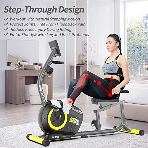 pooboo-Lieger-Heimtrainer-stationaere-Fahrraeder-Liegeraeder-magnetischer-Widerstand-Indoor-Radfahrrad-mit-Monitor