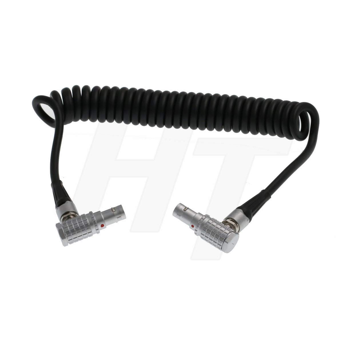 Alexa Mini Camera Right Angle 2 Pin to Right Angle 2 Pin Coiled Power Cable for Monitor/Teradek