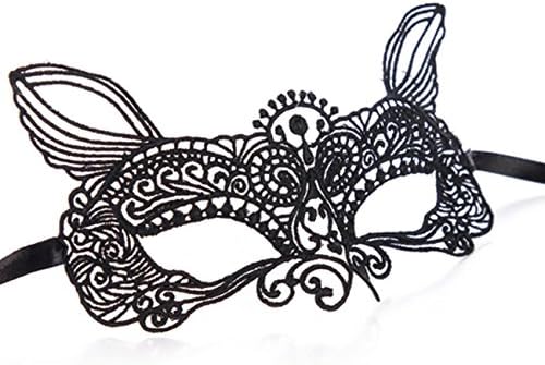 DivaCat Women's Lace Eye Mask For Masquerade Party Prom Ball Halloween (One Size, Black Genius)