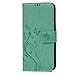 Galaxy S7 Edge Wallet Case - Mavis's Diary Fashion Floral Butterfly Embossed PU Leather Magnetic Flip Cover Card Holders & Wrist Strap for Samsung Galaxy S7 Edge with Bling Dust Plug & Pen - Green