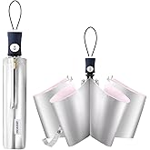 FDJASGY Silver Coating Layer Fabric Blocking UV 99.9% Sun Umbrella Compact Folding Travel Umbrella Automatic Windproof Umbrellas For Men and Women (Pink)