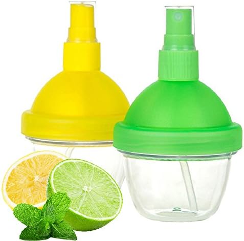 ONUEMP Citrus Sprayer, 2 pack Lemon Squeezer Sprayer, Lemon Sprayer Fruit Juice Citrus Spray for Salad, Grill and Drinks, Set the Freshest Mist for Your Foods(Green/Yellow)