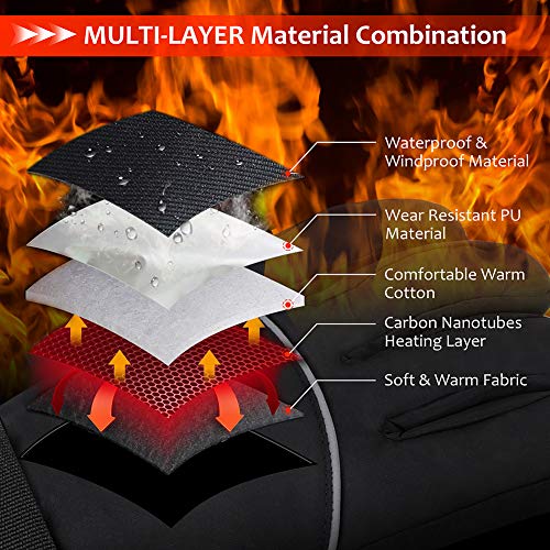 OYRGCIK Heated Gloves, Winter Gloves for Men Women 3 Levels Temperature Control Hand Warmers Waterproof Thermal Gloves for Snow Cold Weather Sports Outdoors Climb Hiking Skiing Hunting Fishing