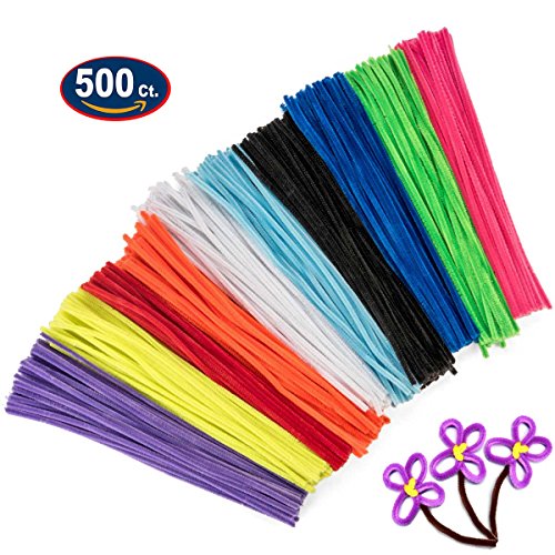 Craft Chenille Stem Pipe Cleaners - Bulk Pack of 500 – Assorted Colors 12 Inch Soft Wire Stem Crafting Supplies - Thumbnail 4