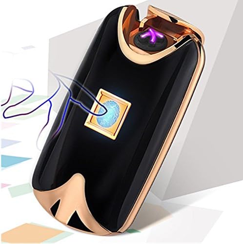 Hair Salon Details about Fingerprint Touch USB Rechargeable Dual Arc Flameless Plasma Electric Lighter - Black