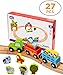 Kidzzy Toys Wooden Train Set for Kids Toddler Gift for Christmas and Birthday for Boys (27 Pcs Farm Train Set)
