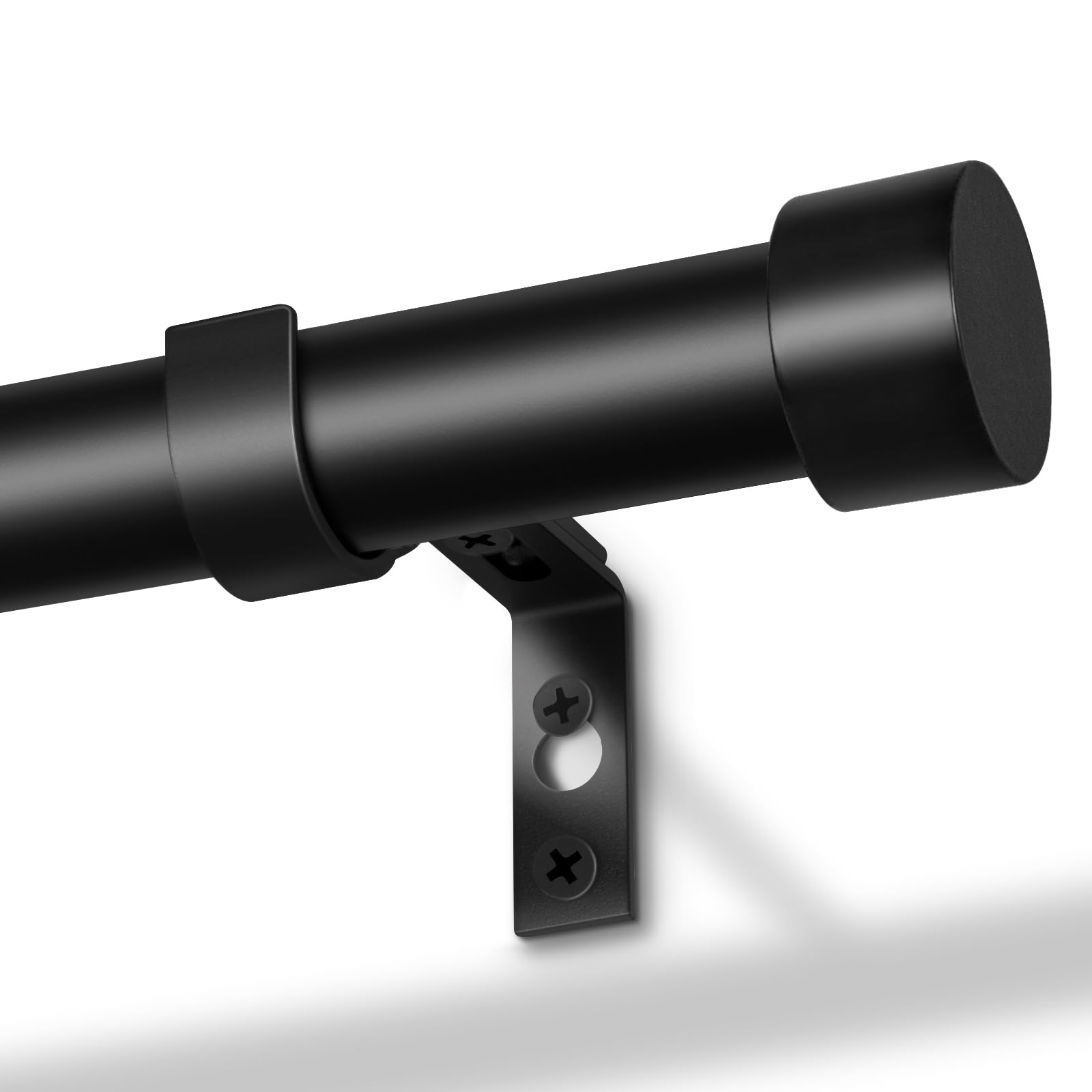 DEFYNEE Curtain Poles, 80 to 367 cm Matt Black Curtain Pole for Eyelet Curtains 25mm Diameter Long Curtain Rod Extendable with Bracket Decorative Curtain Pole for Bedroom, Living Room