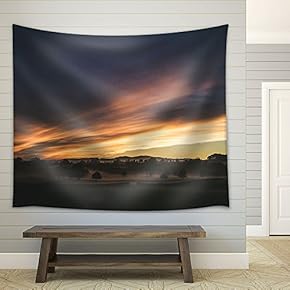 Landscape with Trees at Dusk - Fabric Wall Tapestry Home Decor - 51x60 inches