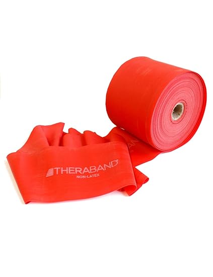 FTM Thera-Band® Rot Übungsband und Fitnessband LATEXFREI von der Rolle geschnitten, Meterware, Gymnastikbänder für Reha, Phys