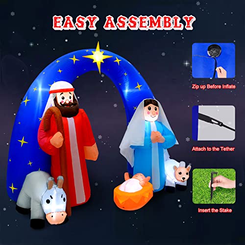 7.5Ft Inflatable Nativity Sets Scene Christmas Yard Outdoor Decorations