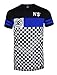 SCREENSHOTBRAND-S11806 Mens Hipster Hip-Hop Premiun Tees - Luxury Longline Color Block Checkers Print T-Shirt-Black-Small